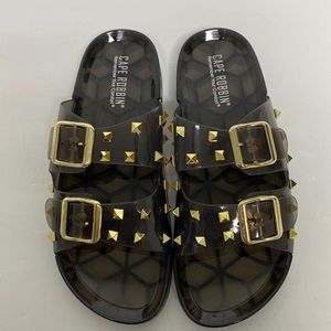 Cape Robbin Regan Jelly Sandals Slides Studded Black Jelly size 9 NWOT